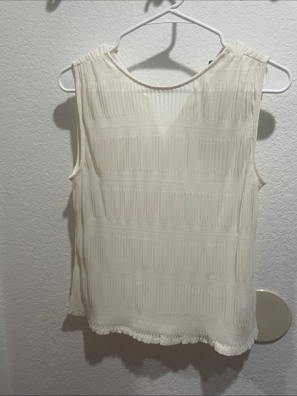 Express Cream Pleated Sleeveless Top